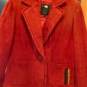 Escobar Designs of Bolivia vintage red suede blazer size large